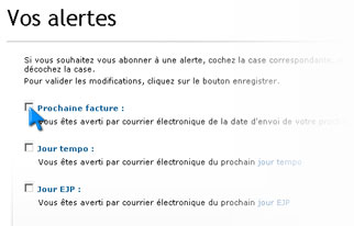 choix des alertes
